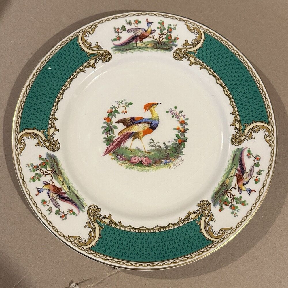 Chelsea Bird Green Myott Staffordshire Luncheon Plate 9-Inch, set of 5